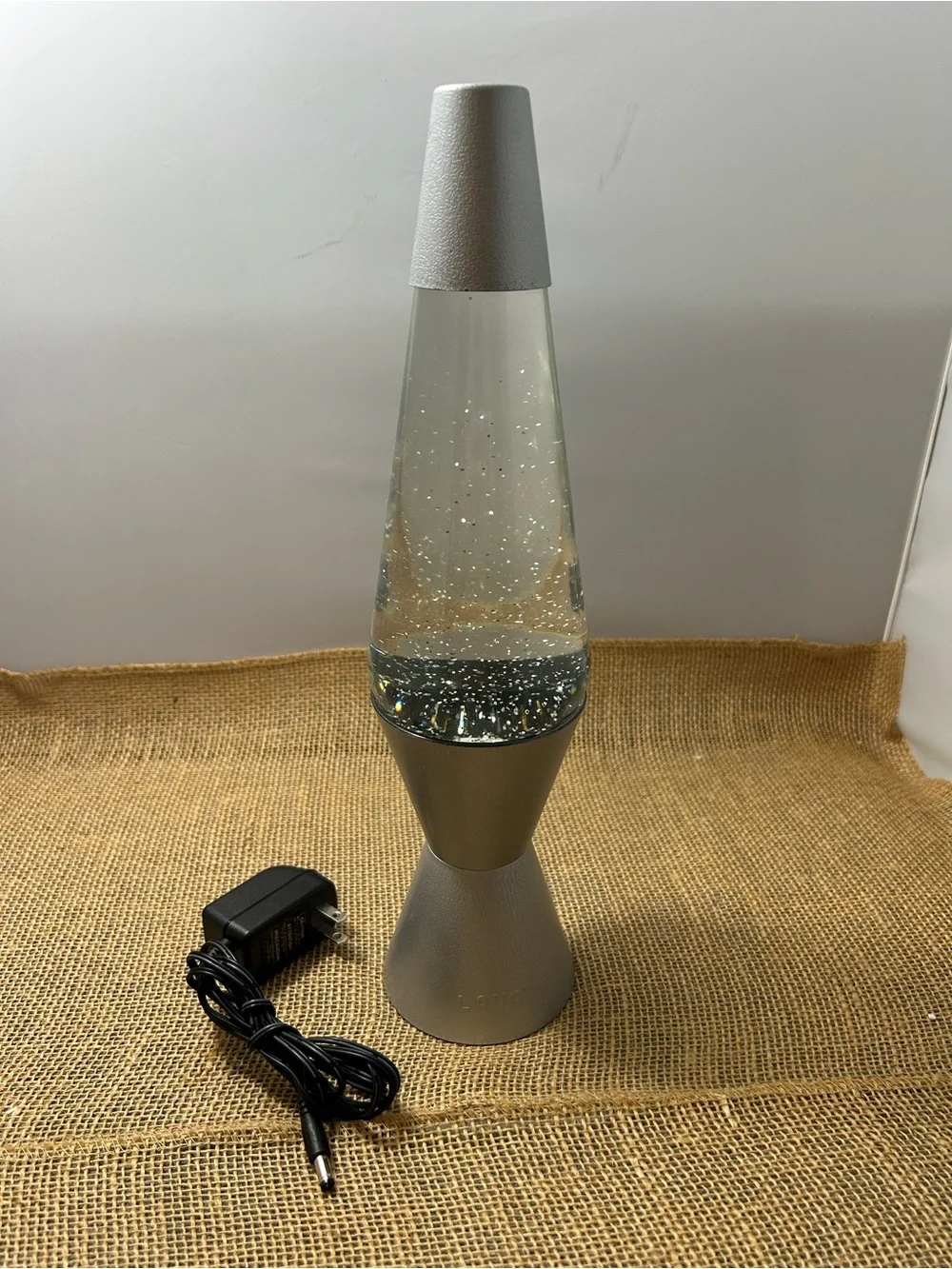 Lava Lamp Silver Glitter Sparkle Silver Base 14” Working Multi Color